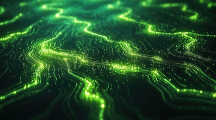 Naklejka premium Luminous Green Abstract Wave Patterns