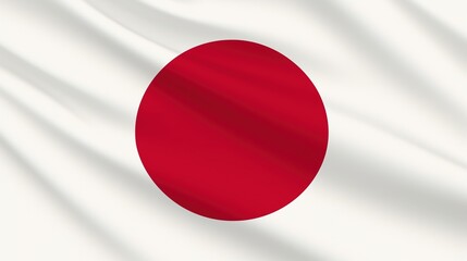 A digital 3D model of the flag of Japan waving in the wind