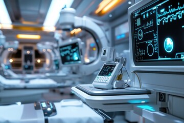 Fototapeta premium A hospital room with various medical equipment and devices