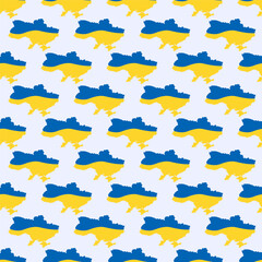 Map Ukraine Silhouette Pattern, National Colors, Vector