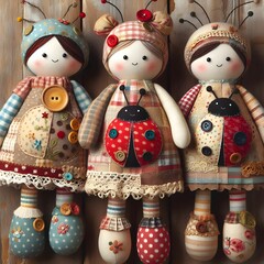 Cute cotton patchwork ladybugs 