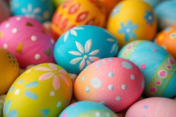 Colorful easter eggs. Ukrainian pisanka.