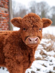highland cow in winter