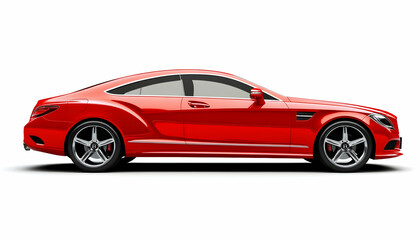 Generic and unbranded red luxury car isolated on a white background