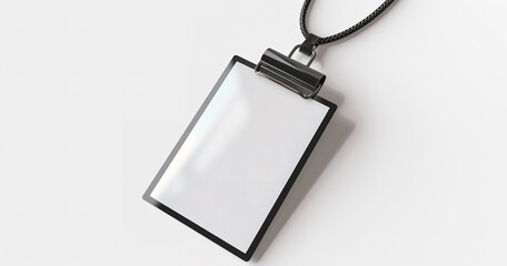 Mockup of a blank ID card hanging on a white background, Generative AI.