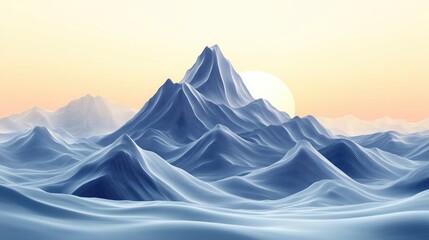 A mountain range landscape with a beautiful sunset in the background, great for travel or nature photography