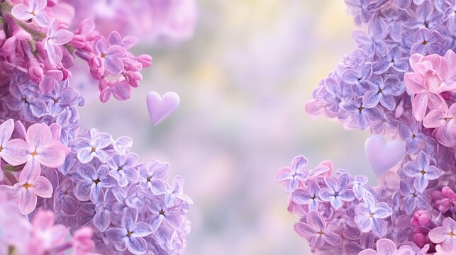 Floral heart frame lilac and pink delicate and romantic ideal for Valentines invitations or festive wedding decor