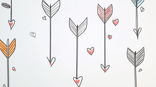 Doodle arrows heart tips on a white backdrop playful and trendy ideal for lovethemed stationery or festive visuals