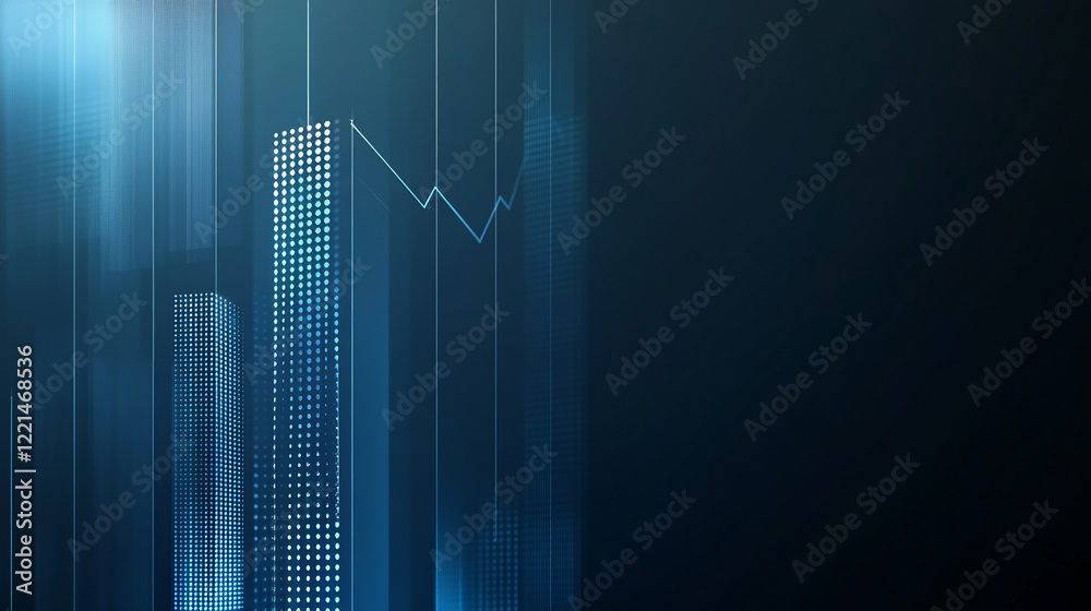 Poster digital blue abstract technology graph with glowing lines, futuristic concept. business background