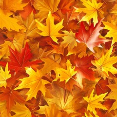 Fototapeta premium Autumn maple leaves seamless background. Colorful foliage texture. Fall background.