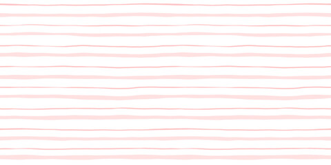 Naklejka premium Pink striped pattern, girly stripe seamless background, cute pastel wavy lines. Vector stripes, baby hand draw doodle lines backdrop