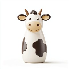 Fototapeta premium 3D icon cartoon bottle of milk with a cow logo, isolated on a white background --quality 2