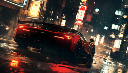 Hypercar modern future street racing fast video game banner background copy space area advertising