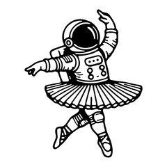astronaut wearing a tutu and dancing ballet, ballerina spaceman sketch