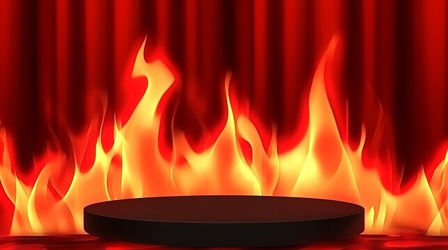 Stage platform and fire backdrop for product