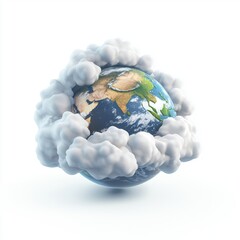3D icon cartoon CO2 cloud covering the Earth, representing greenhouse gas emissions isolated on a white background --quality 2