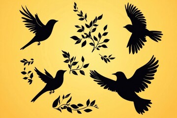 Obraz premium A group of birds flying through the air, capturing their movement and freedom