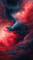 Fototapeta premium Dynamic nebula with vibrant red and blue clouds in deep space environment