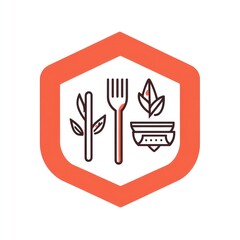 Obraz premium Healthy Eating Icon, Fork, Spoon, and Food Illustration