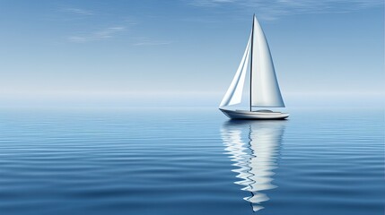 Obraz premium White Sailboat on Calm Blue Ocean Under Bright Sky