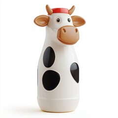 Fototapeta premium 3D icon cartoon bottle of milk with a cow logo, isolated on a white background --quality 2