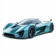 Fototapeta premium 3D icon cartoon electric sports car with a sleek aerodynamic design isolated on a white background --quality 2
