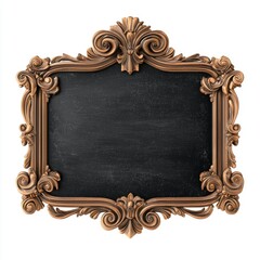 3D icon cartoon chalkboard sign with decorative frame, isolated on a white background --quality 2