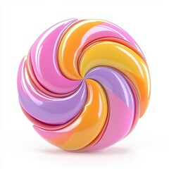 3D icon cartoon colorful lollipop with swirls, isolated on a white background --quality 2