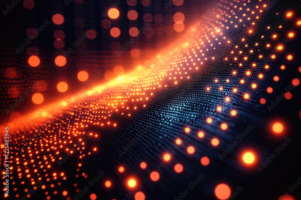 Poster a close-up shot of a computer screen showing many small dots, possibly representing data or pixels