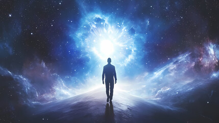 Mystical traveler on galactic path. Galactic Path. Illustration