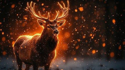 Majestic Stag in Winter Wonderland: A Breathtaking Image of a Deer in a Snowy Forest