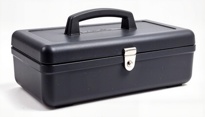 Elegant modern toolbox in black matte finish, organized craftsmanship