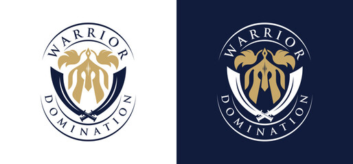 Spartan Knight Warrior Vintage Vector Logo Design Illustration.