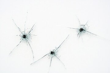 Bullet-riddled snow, winter scene, outdoor violence