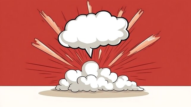 Comic explosion with a blank speech bubble over a red back - Powered by Adobe