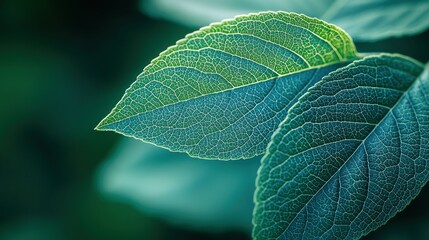 Lush green leaves, close-up, nature, dark background, eco design