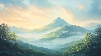 Gentle sunrise over a mountain, symbolizing a fresh start and the promise of a new day