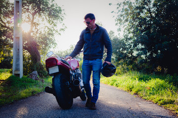 midle age man motorcycle road trip, road trip, ride, 