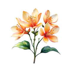 Watercolor painting of Palash flower. Vector Illustration