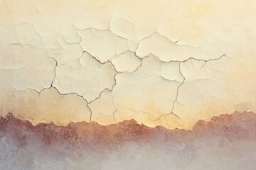 Obraz premium Cracked textured wall with beige, orange and brown tones creating an abstract landscape.