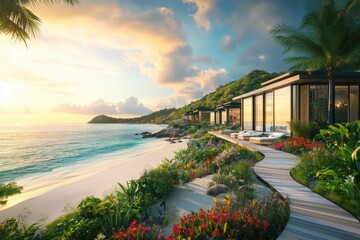 Fototapeta premium Perfect blend of luxury and nature on a remote tropical island