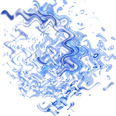 An abstract transparent psychedelic wavy liquid splatter design element overlay.