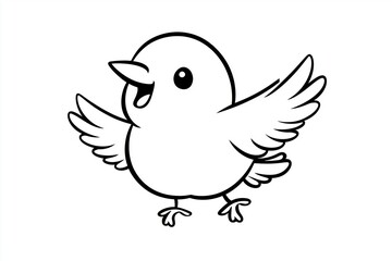 Fototapeta premium Black-and-white bird with open wings and short legs for easy coloring