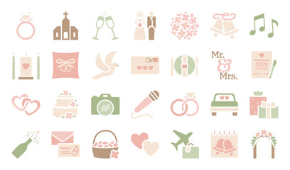 A set of wedding themed icons
