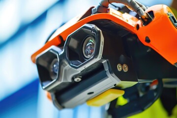 A close-up shot of a camera mounted on a tripod, ready for use