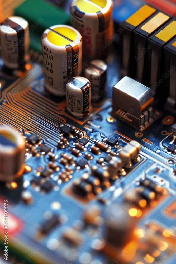 Poster a detailed view of a computer's internal components, perfect for illustrating tech-related topics or