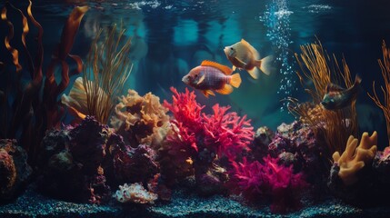 Fototapeta premium Underwater Coral Reef with Tropical Fish