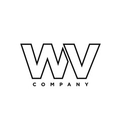 Letter W and V, WV logo design template. Minimal monogram initial based logotype.