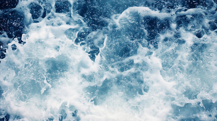 Dynamic close-up of ocean waves crashing with white foam for coastal adventure and sea background