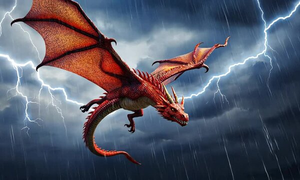 mythological animal background a giant dragon flying above the sky
